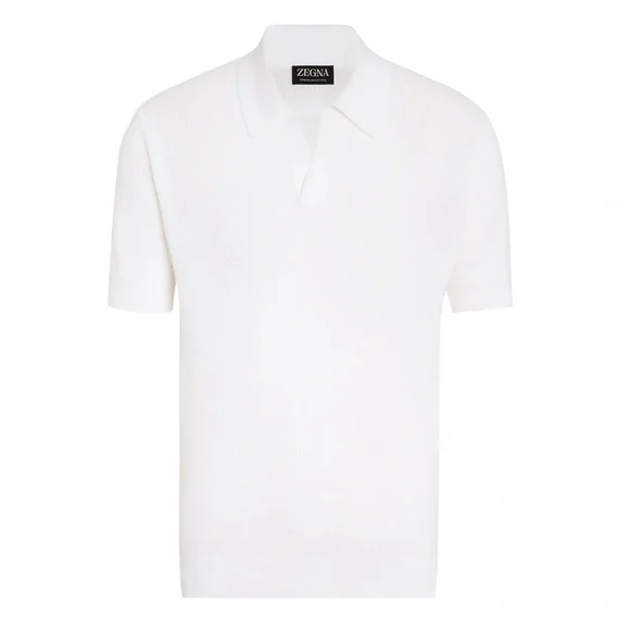 Zegna V-Neck Cotton Polo Shirt
